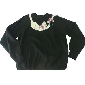 Vintage Tultex Hand Painted Cat Sweatshirt Large Black 90s Artsy Chase Tail